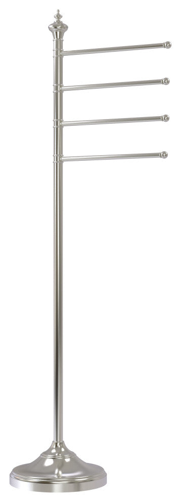 Floor Standing 4 Pivoting Swing Arm Towel Holder, Satin Nickel