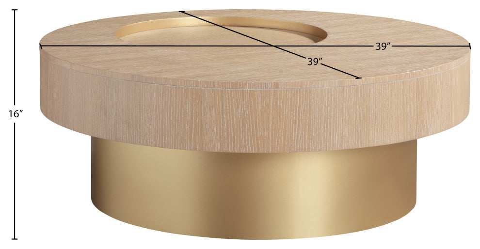 Makai Coffee Table with Oak Veneer Top and Metal Base, Natural