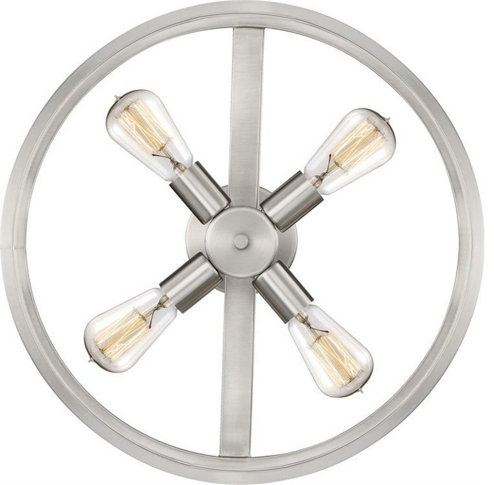 Quoizel NHR1718BN Four Light Semi-Flush Mount, Brushed Nickel Finish