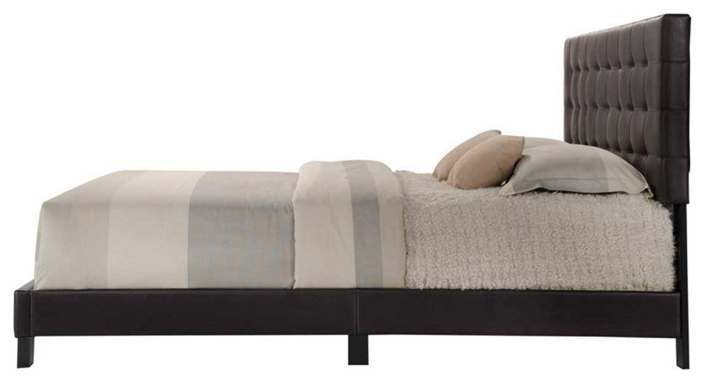 Faux Leather Queen Bed, Espresso