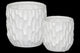 Cylindrical Pots, Wide Mouth and Embossed Rectangle Design Body, 2-Piece, White