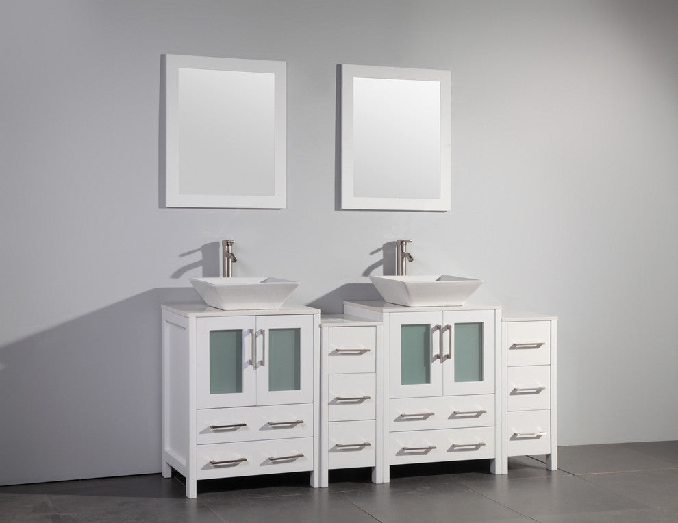 Vanity Art Bathroom Vanity Set With Sink, White, 72", Standard Mirror