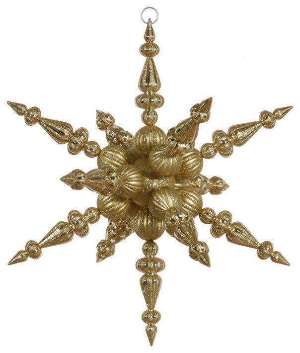 Shatterproof Radical 3-D Snowflake Christmas Ornament, Gold, 30"