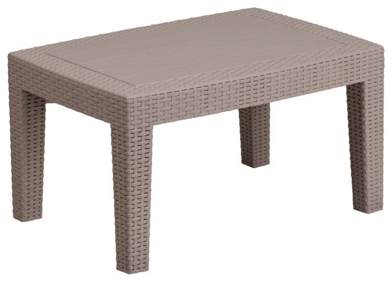 4 Piece Outdoor Faux Rattan Chair, Loveseat and Table Set, Light Gray