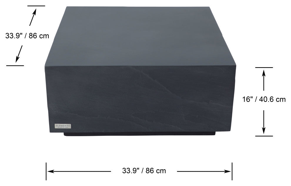 Colorado 34" Square Concrete Coffee Table, Slate Black
