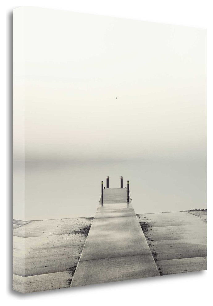 "Pier And Seagull" By Nicholas Bell, Giclee Print on Gallery Wrap Canvas