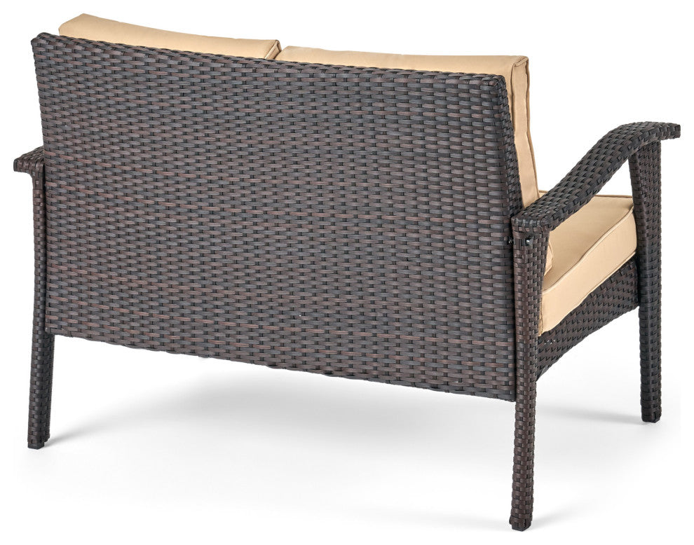 GDF Studio 8-Piece Voyage Outdoor Brown Wicker Seating Set