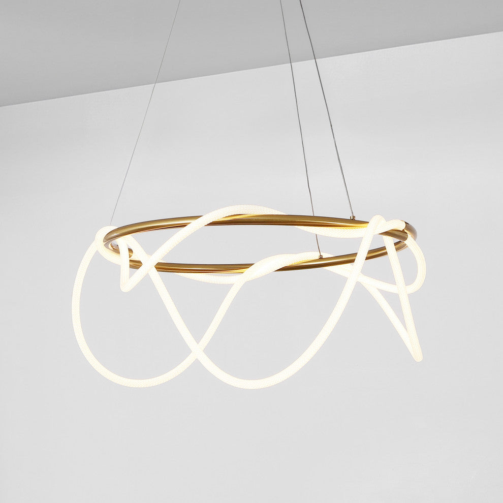 360 Adjustable Silicone Neon Rope Dimmable Integrated LED Chandelier