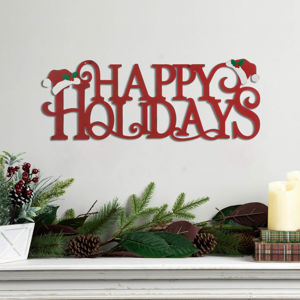 24"L Metal "HAPPY HOLIDAYS" Christmas Wall Decor