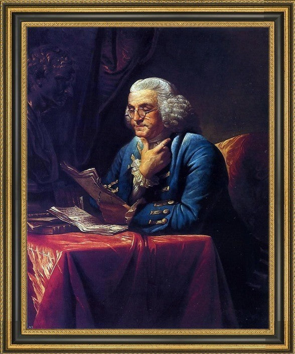 David Martin Portrait of Benjamin Franklin Framed Premium Canvas Print, 20"x25"