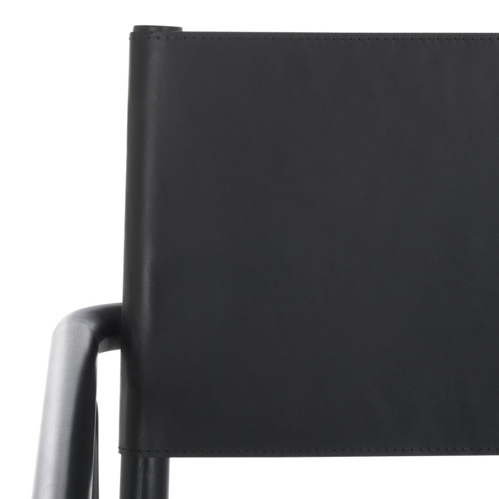 Safavieh Couture Hutson Leather Dining Chair, Black
