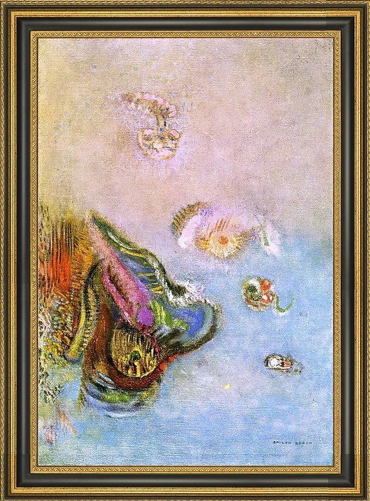 Odilon Redon Animals of the Sea - 18" x 27" Framed Premium Canvas Print
