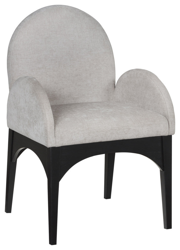 Waldorf Chenille Upholstered Dining Chair, Black, Chenille, Natural Finish, Grey, Arm Chair, Chenille Fabric, Black Finish