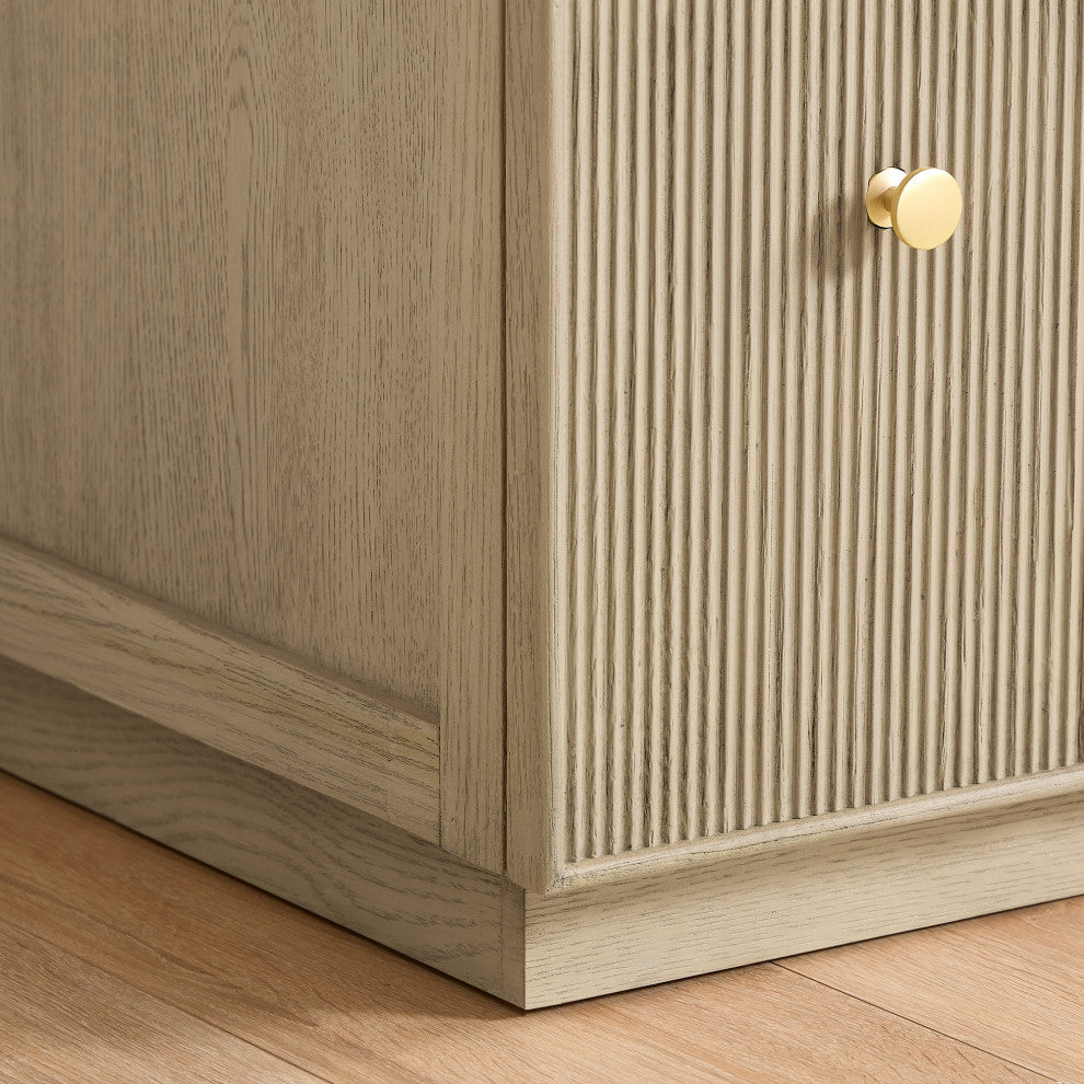 Oza Bath Vanity with Quartz Stone Top, Aged Natural Oak, 60", Double Vanity, No Mirror