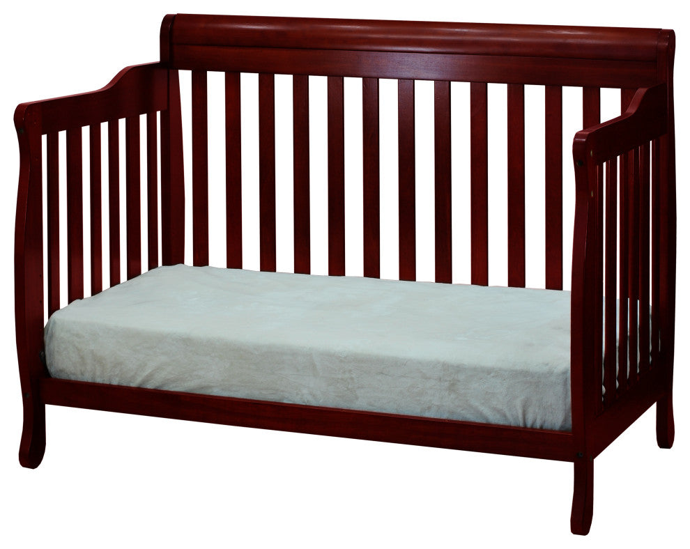 Baby Mile Eve 4-in-1 Convertible Crib With Guardrail, Cherry