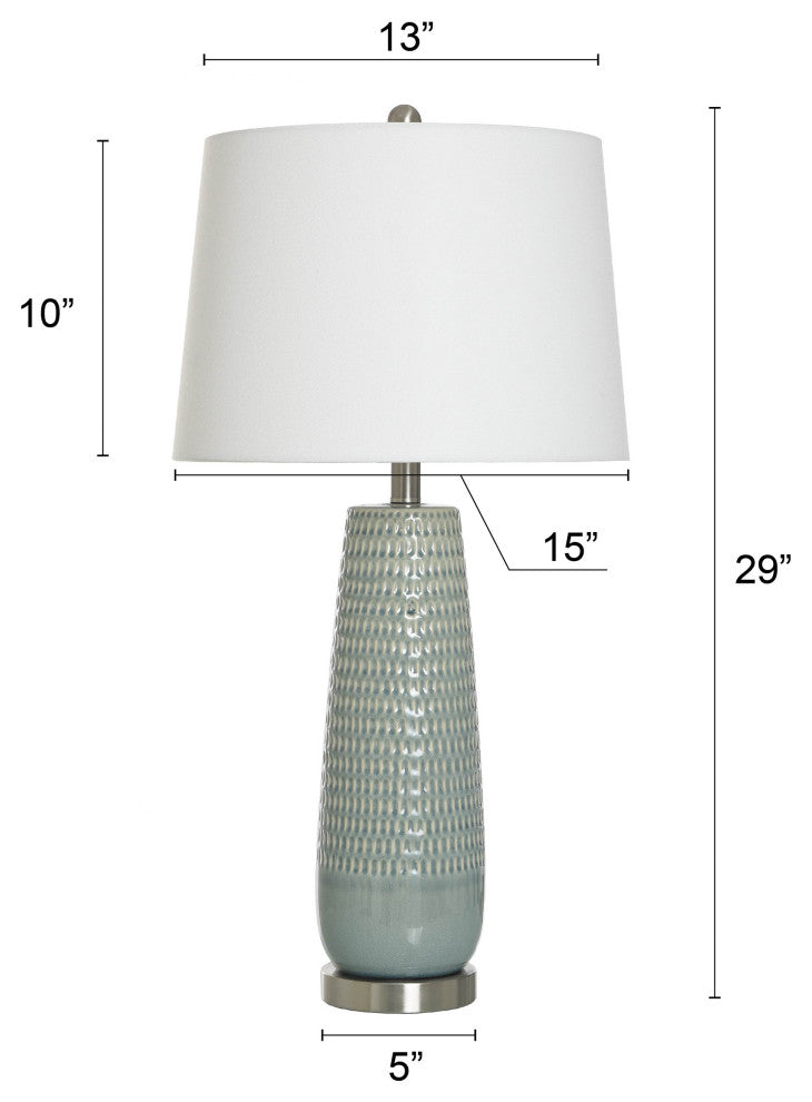 Starlite Ceramic Table Lamp Off-White Shade, Dimpled Luster Sage Finish