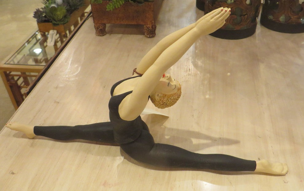 Luxe Hand Painted Yoga Pose Split Figurine, Woman Statue Gift Decor Meditation