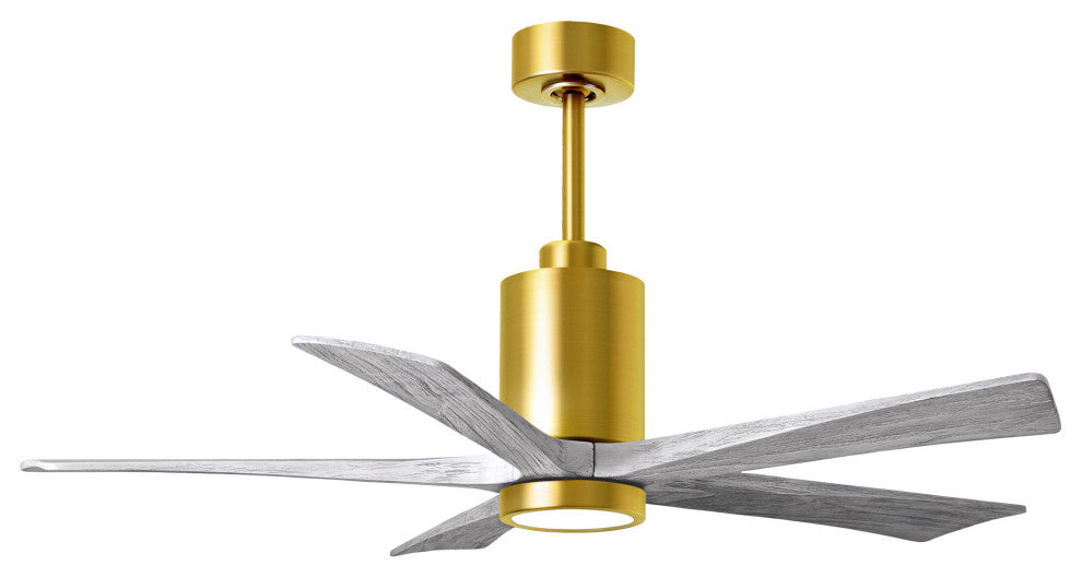 Patricia-5 5-Blade Ceiling Fan, LED Light Kit, Brushed Brass/Barnwood Tone, 52