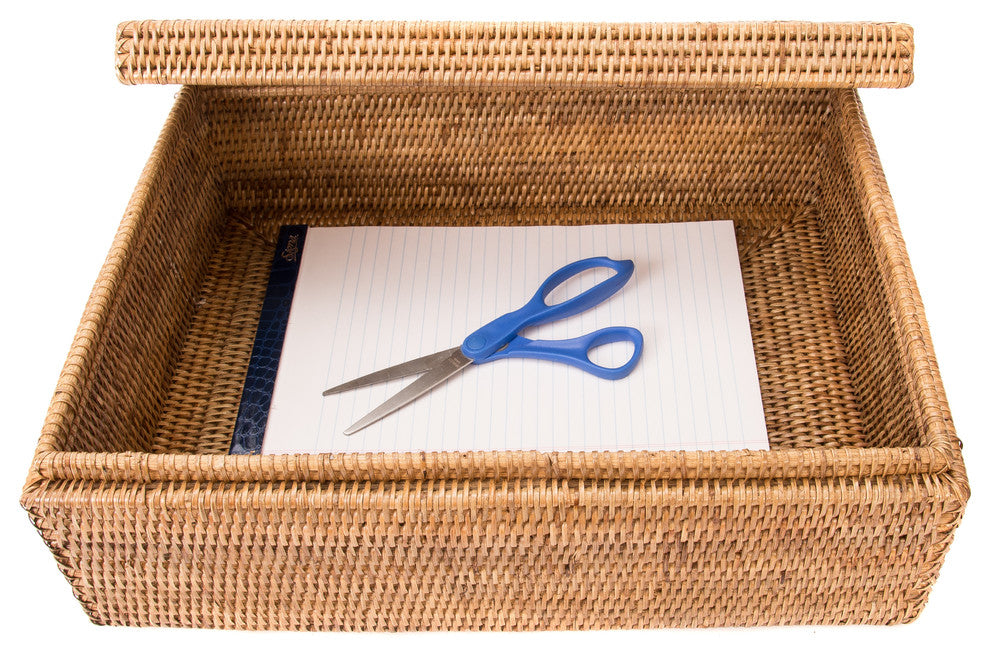 Artifacts Rattan™  Storage Box With Lid, Legal File, Honey Brown