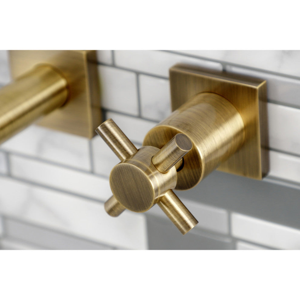 KS6023DX Wall Mount Tub Faucet, Antique Brass