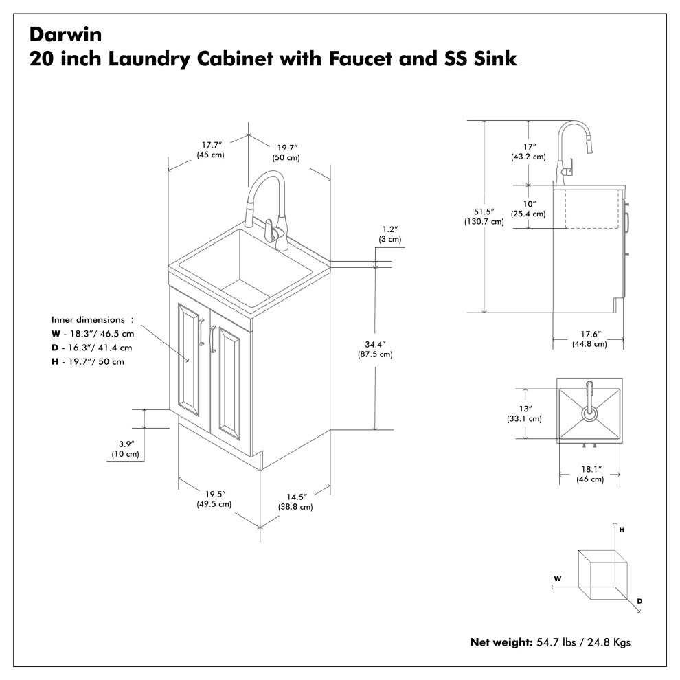 Darwin All-In-One 20-inch Laundry Utility Sink and Cabinet