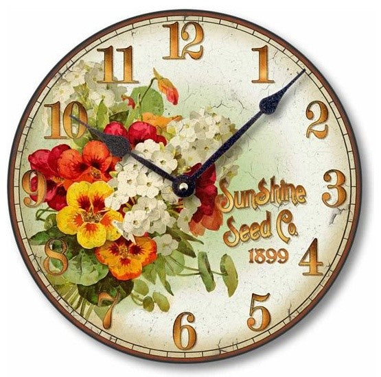 Vintage-Style 12  Inch Nasturtiums Clock