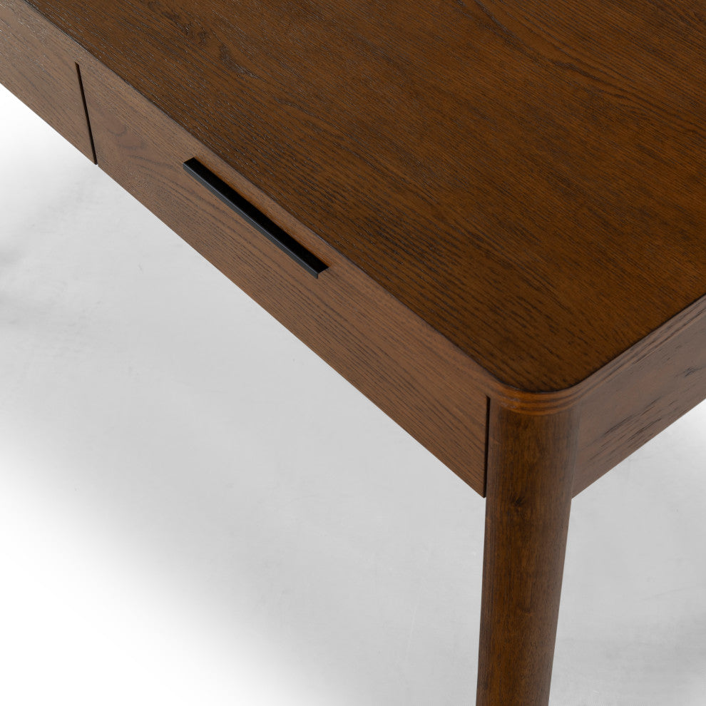 Safavieh Couture Gabrietta 2 Drawer Wood Desk, Medium Oak/Black