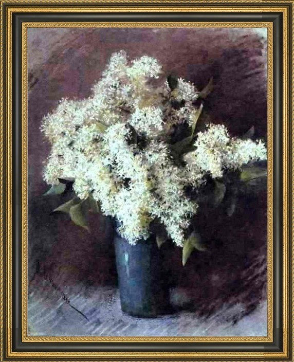 Isaac Ilich Levitan White Lilac Framed Premium Canvas Print, 21"x28"