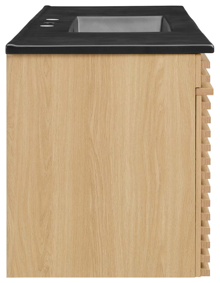 Render 48" Wall-Mount Bathroom Vanity, Oak Black