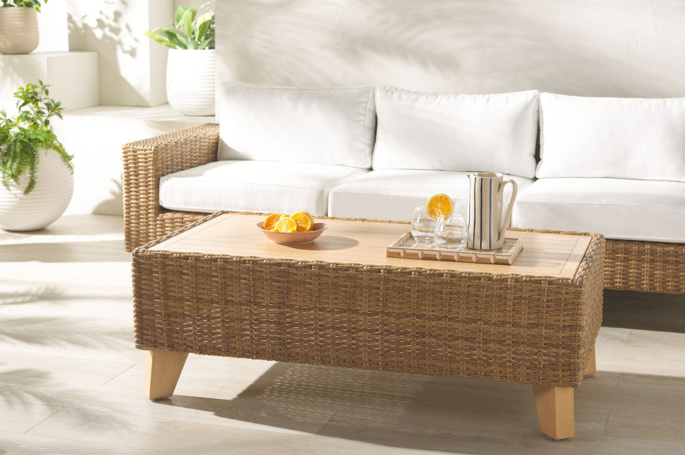 Safavieh Couture Indoor-Outdoor Margarita Wicker Coffee Table, Natural