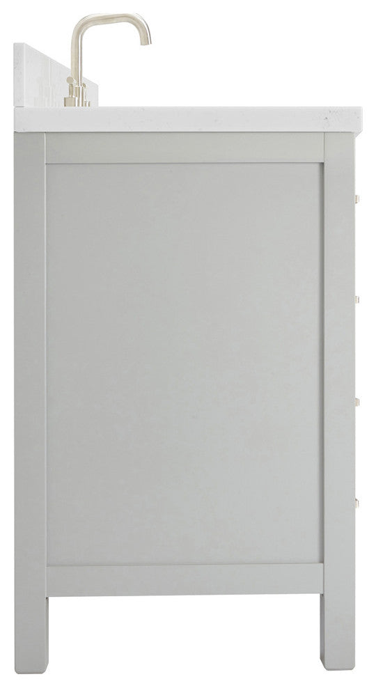 Ariel Cambridge 42" Right Offset Single Oval Sink Vanity, Carrara Quartz