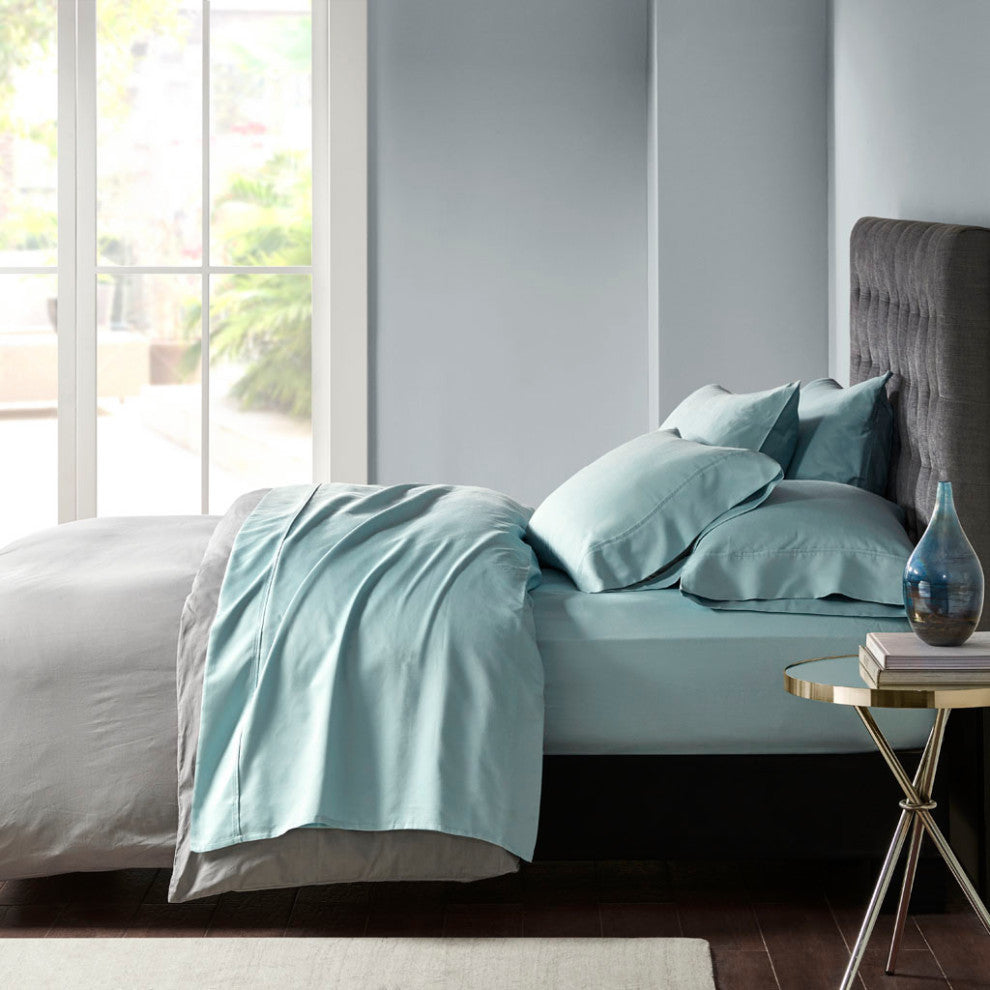 Madison Park 800 Thread Count Cotton-Blend Sateen 6-Piece Sheet Set, Aqua