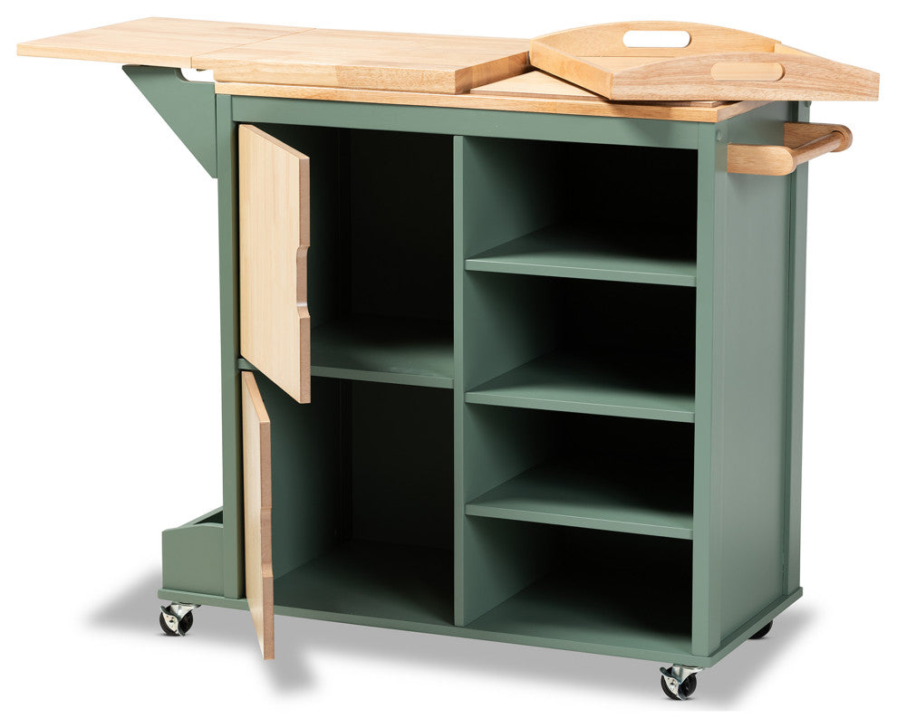Niccolo Coastal Green Kitchen Cart