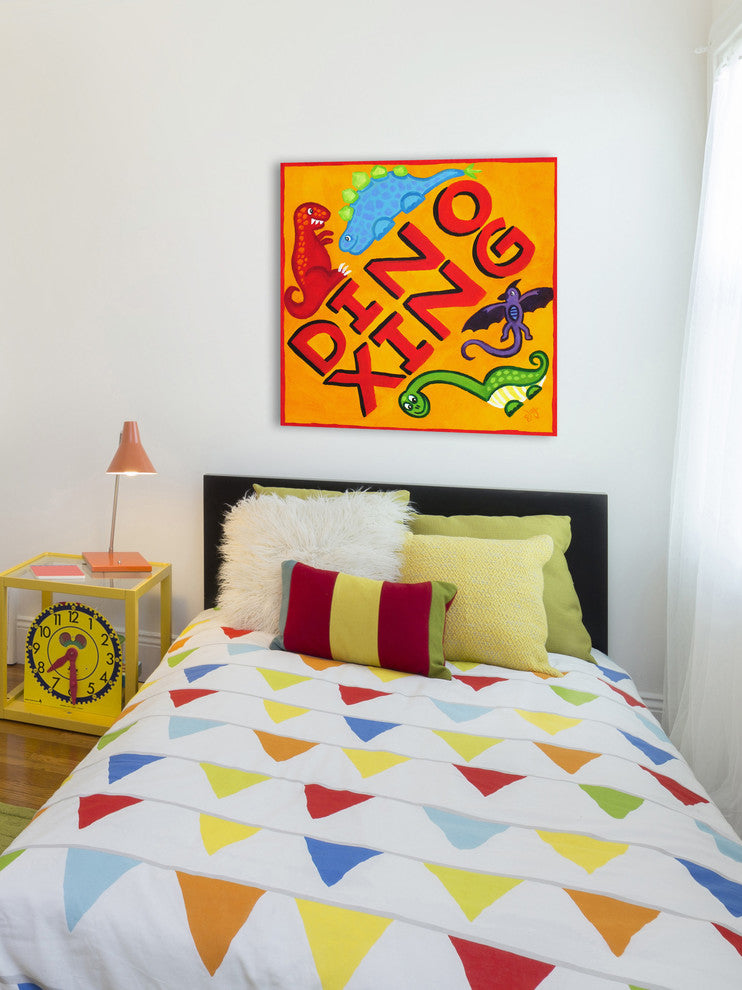 "Dino Crossing" by Nicola Joyner Painting Print Wrapped Canvas, 40x40