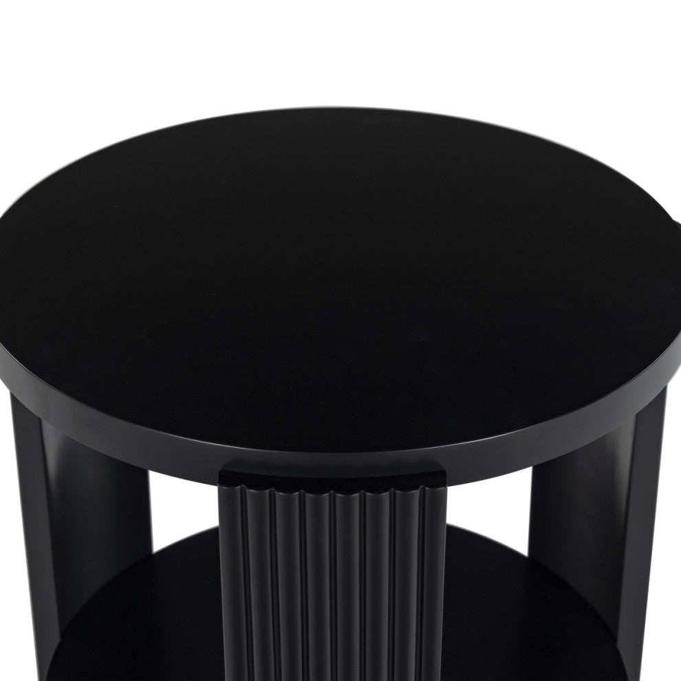 Safavieh Couture Liabella Round Wood Accent Table, Black