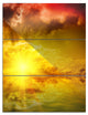 "Red Dramatic Sky With Yellow Sun" Metal Wall Art, 3 Panels, 28"x36"