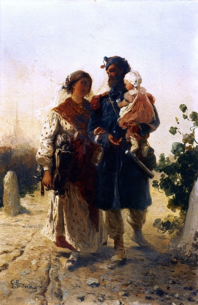 Gerolamo Induno The Return of the Soldier Premium Canvas Print