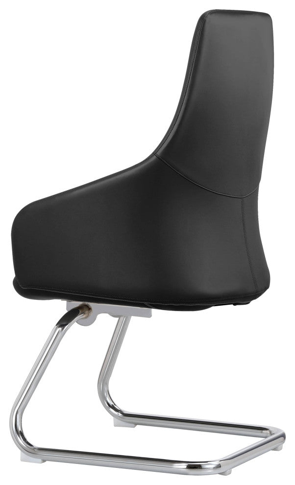 LeisureMod Celeste Leather Conference Office Chair With and Armrest, Black