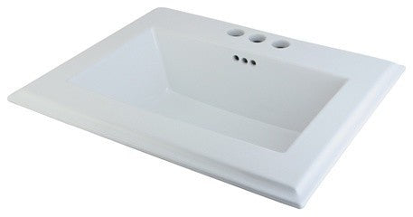 Concord White China Countertop Bathroom Sink with 4" Center LBT23196W34