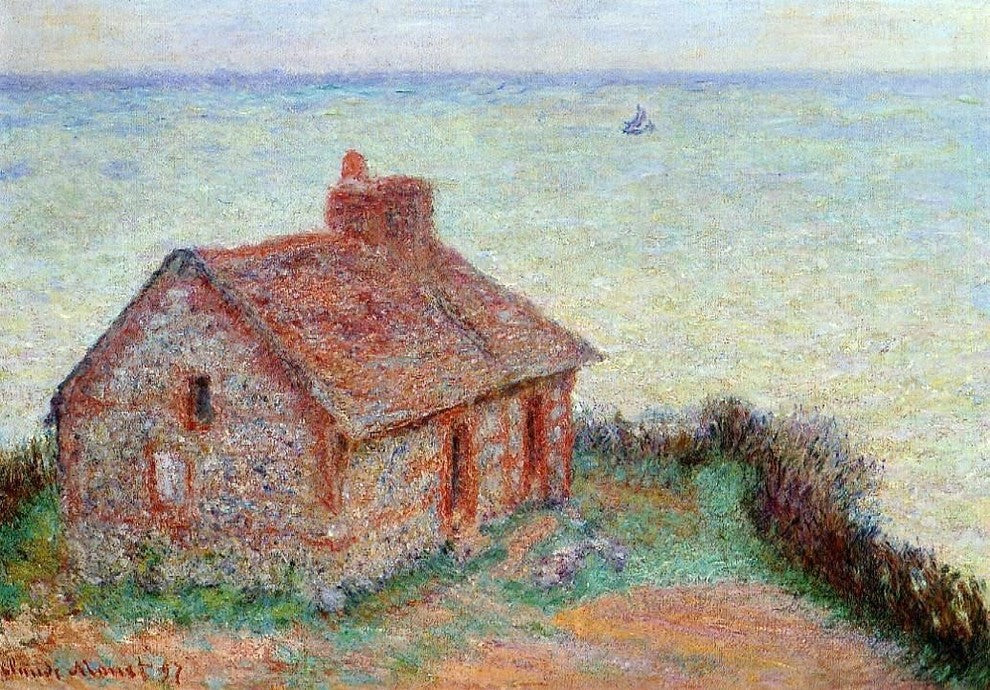 Claude Oscar Monet Customs House, Rose Effect - 18" x 27" Premium Canvas Print