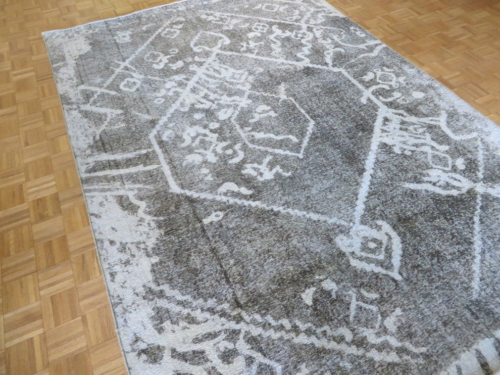7'10x11'4 Hand Knotted Overdyed Gray Persian Tabrez Oriental Rug