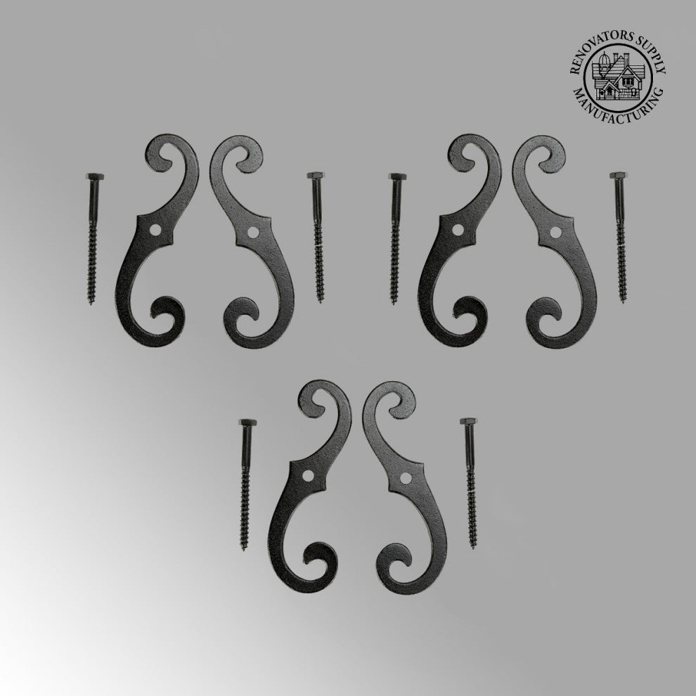 Pairs of Vintage Shutter Dogs S Shaped Shutter Hardware in Black Pack of 3