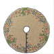 Handmade Christmas Tree Skirt in Jute, Embroidered Forest Scene, 60"