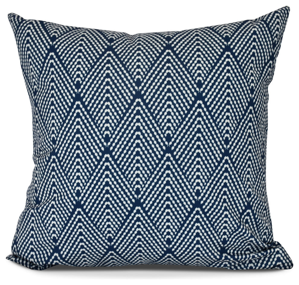 Lifeflor, Geometric Print Outdoor Pillow, Navy Blue, 18" x 18"