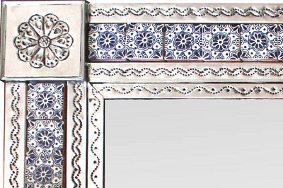 Big Silver Bouquet Talavera Tin Mirror