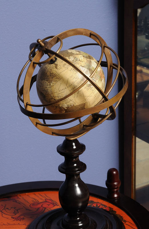 Globe In Brass Rings
