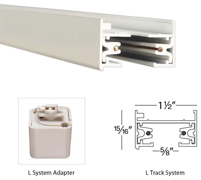 WAC Lighting L Track 6' Single Circuit 120V with 2 Endcaps in White