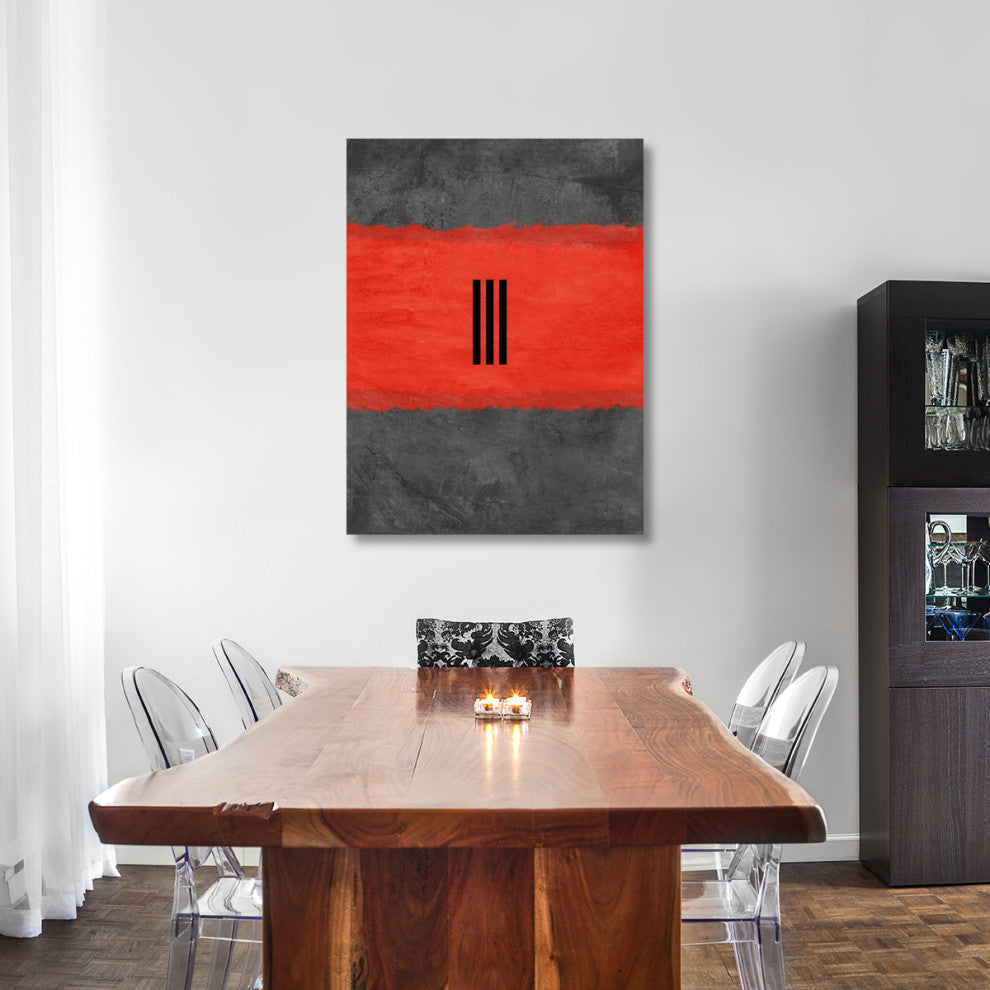"Grey And Red Abstract 1" Fine Art Print