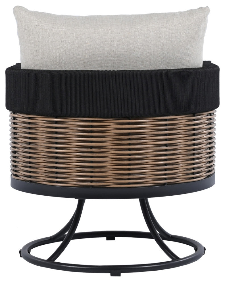 Safavieh Harrison Indoor-Outdoor Swivel Chair, Black/Taupe