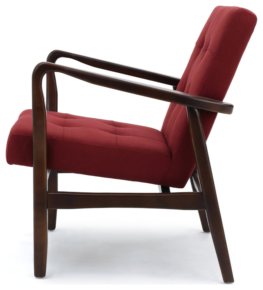 GDF Studio Gunther French-Style Fabric Club Chair, Red/Espresso